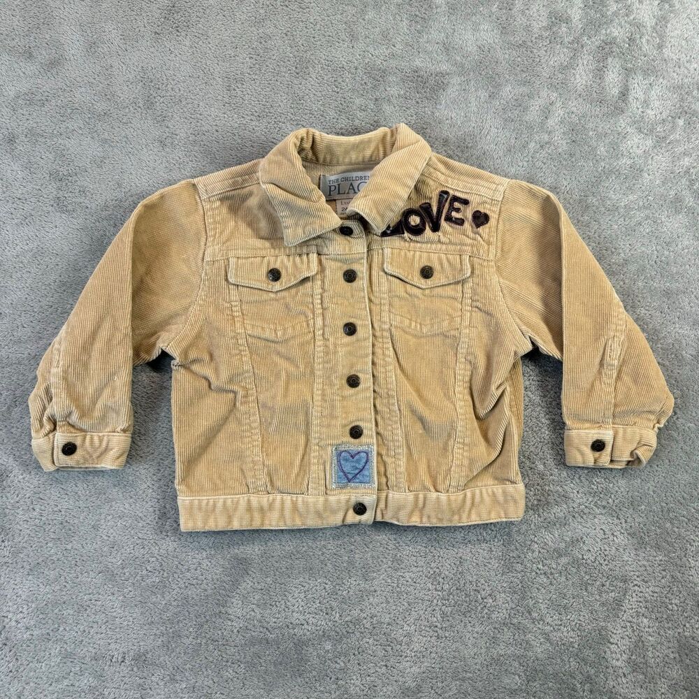 The Children's Place Jacket Kids 24 Months Brown Corduroy Love Flower Heart Cute